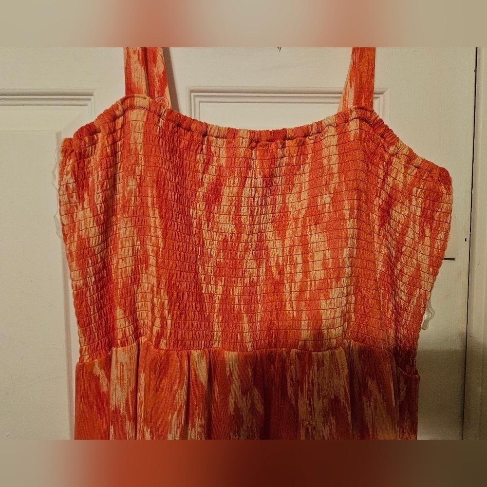 #072 Faded Glory- Orange tye dye maxi length sundress- Size: 3X - Picture 5 of 8